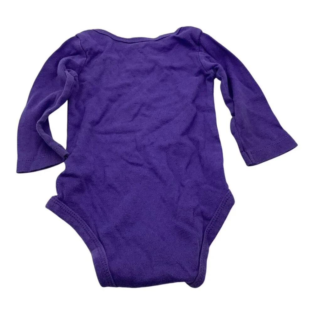 Lot of 3 Carter’s Baby‎ Girl Long Sleeve Bodysuits 6M Pink Purple Gray Cotton